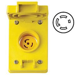 Leviton 30 Amp Wetguard Flush Mount Locking Receptacle with Cover - Industrial Grade 120/208 Volt 3 Phase (Grounding)