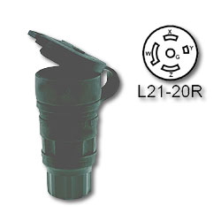 Leviton 20 Amp Black Wetguard Locking Connector with Cover - Industrial Grade 120/208 Volt 3 Phase (Grounding)