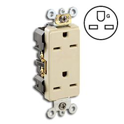 Leviton Duplex Back and Side Wired, Self-Grounding NEMA 6-15R