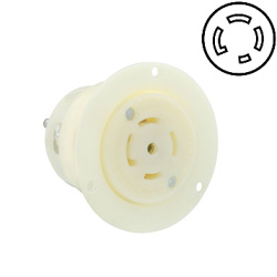 Leviton 30 AMP, 347/600V, Locking Flanged Outlet with Grounding