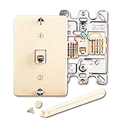Leviton 6P6C Quick Connect Wall Phone Jack with Plastic Wallplate