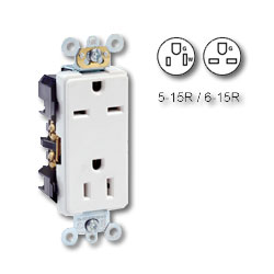 Leviton Back and Side Wired, Self-Grounding 125V/250V Dual Voltage NEMA 5-15R & 6-15R