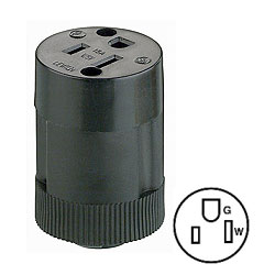 Leviton 15A 125V 2-Pole, 3-Wire Rubber Connector Mates with No. 113 Above