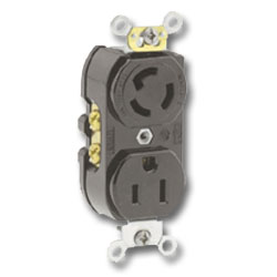 Leviton 15Amp Duplex Locking and Straight Blade Receptacle with Common Feed