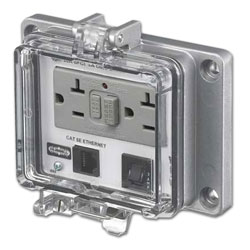 Hubbell Panel-Safe 20A 125V, GFCI with In-Cabinet Receptacle, Cat 5e Ethernet Access and 3A Circuit Breaker