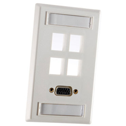 Legrand - Ortronics Single Gang Plastic Faceplate, for Four Keystone Jacks or Modules, Fog White (Package of 20)