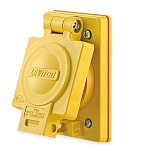 Leviton 30 Amp Wetguard Flush Mount Locking Receptacle with Cover - Industrial Grade 125/250 Volt (Non-Ground)