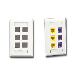 ICC 6 Port Single Gang Faceplate With Station ID