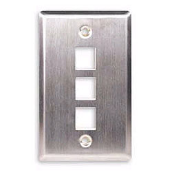 ICC Flush Mount Single Gang Stainless Steel Faceplate-3 Port