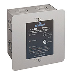 Leviton 120/208V AC, 3-phase WYE. Standard J-Box Metal Enclosure with Pre-Punched Standard Knockouts