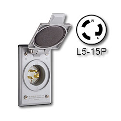 Leviton 15 Amp 125V Power Inlet Locking Blade Receptacle - Industrial Grade (Self Grounding)