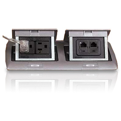 Legrand - Wiremold deQuorum Series Dual Flip-Up Unit with One Receptacle and One Bezel
