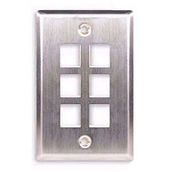 ICC Flush Mount Single Gang Stainless Steel Faceplate-6 Port