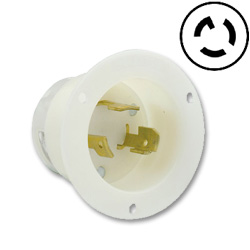 Leviton 30 Amp Flanged Inlet Locking Receptacle - Industrial Grade 125/250 Volt (Non-Grounding)