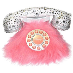 Emerson Radio Corporation Novelty Pink Fur and Rhinestone Corded Phone