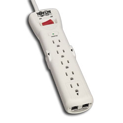 Tripp Lite 7 AC Outlet Surge, Spike and Line Noise Suppressor with Modem/Fax Protection and 12' Power Cord
