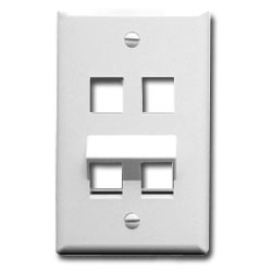 ICC Angled Bottom 4 Port Single Gang Faceplate