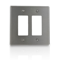 Leviton Oversized 302 Stainless Steel Wallplate 2-Gang 2-Decora