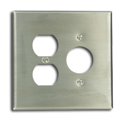 Leviton 2-Gang 1-Receptacle 1-Single 1.406 Inch Dia. Oversized Metal Wallplate
