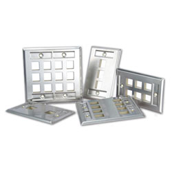 Leviton QuickPort Stainless Steel Wallplate with Designation Window