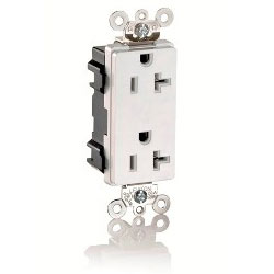 Leviton Lev-Lok Decora Plus 20 Amp Hospital Grade Straight Blade Duplex Receptacle