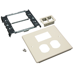 Two-Gang Cover & Ortronics TrakJack Mini Adapter Fitting, Ivory