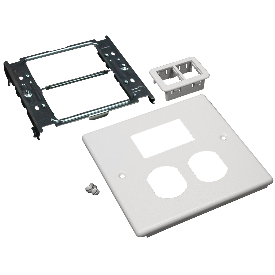 Two-Gang Cover & Ortronics TrakJack Mini Adapter Fitting, Gray