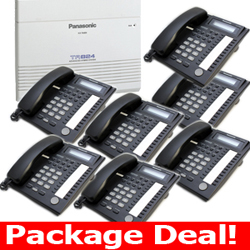 PANASONIC KX TA824 PHONE SYSTEM w/ 7 x KX T7731 BLACK PHONES NEW IN 